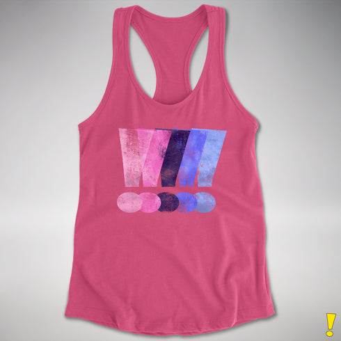 Distressed Omnisexual Pride Exclamation Points Racerback Tank - Hot Pink